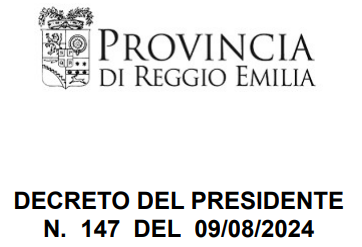 Decreto Presidenziale di convocazione dei comizi elettorali per l’elezione del consiglio provinciale nella giornata di domenica 29 settembre 2024