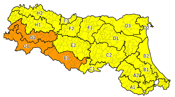 Allerta meteo gialla per lunedì 27 gennaio