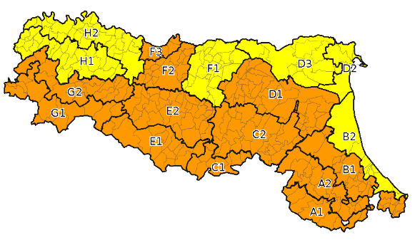 Allerta meteo arancione per martedì 28 gennaio