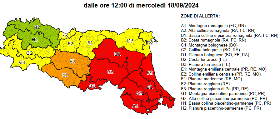 Allerta meteo arancione per il 18 settembre